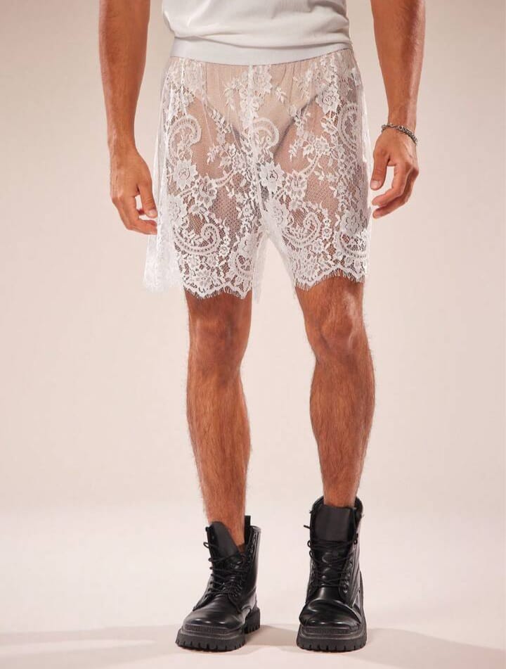 Men's Floral Lace Shorts